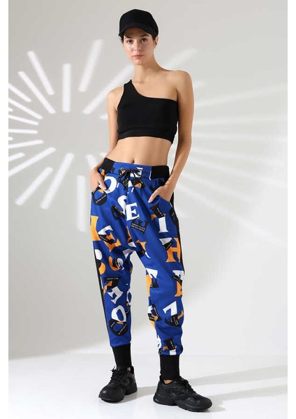 Kadın Karışık Desen Yarım Şalvar Sokak Stili Eşofman Altı Lz 001