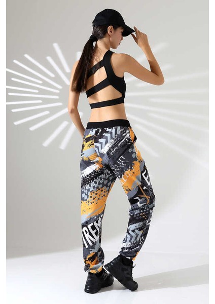 Kadın Karışık Desen Jogger Lastik Paça Sokak Stili Oversize Eşofman Altı Ms 1318 fiyatları