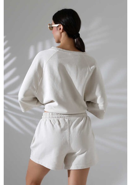 Kadın Bej Tişört Şort Takım Msc 2078 modelleri