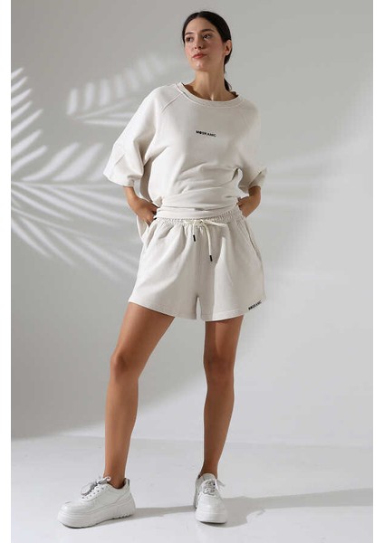 Kadın Bej Tişört Şort Takım Msc 2078 fırsatları