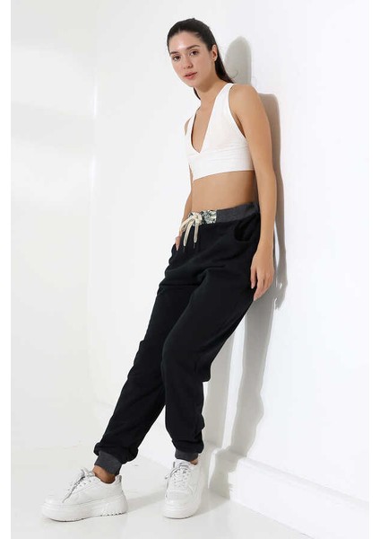 Kadın Siyah Jogger Sokak Stili Eşofman Altı Ms 1311 modelleri