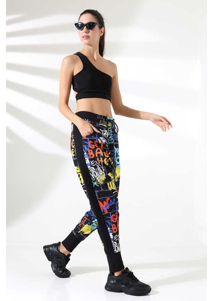 Kadın Karışık Desenli Havuç Paça Sokak Stili Eşofman Altı Lz 002 fiyatları