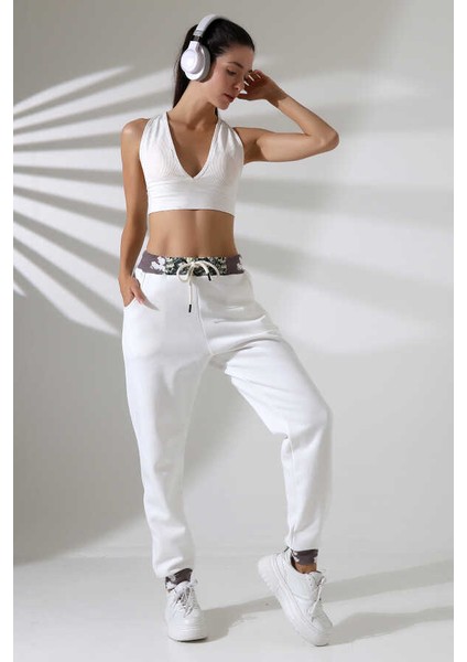 Kadın Beyaz Jogger Sokak Stili Eşofman Altı Ms 1325 indirimleri