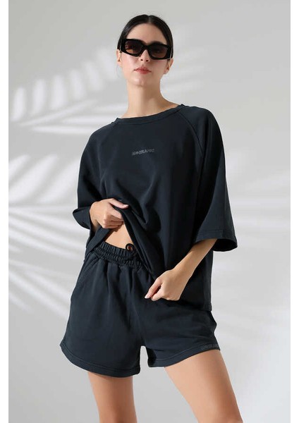 Kadın Siyah Tişört Şort Takım Msc 2078 modelleri