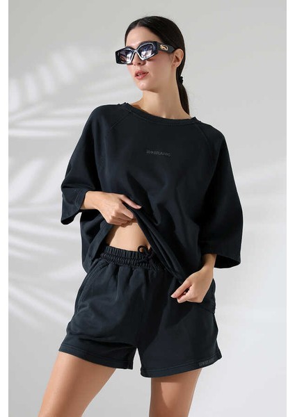 Kadın Siyah Tişört Şort Takım Msc 2078 indirimleri