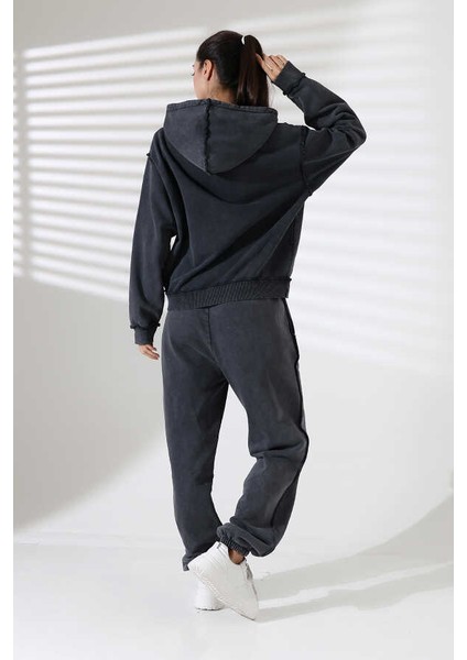 Kadın Soft Siyah Kapüşonlu Sweatshirt MSC313ÜST