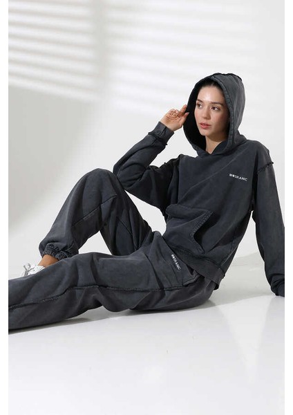 Kadın Soft Siyah Kapüşonlu Sweatshirt MSC313ÜST