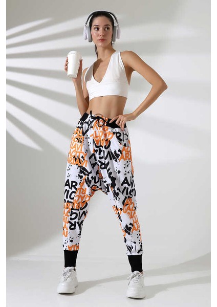 Kadın Karışık Desen Yarım Şalvar Sokak Stili Eşofman Altı Jp 700