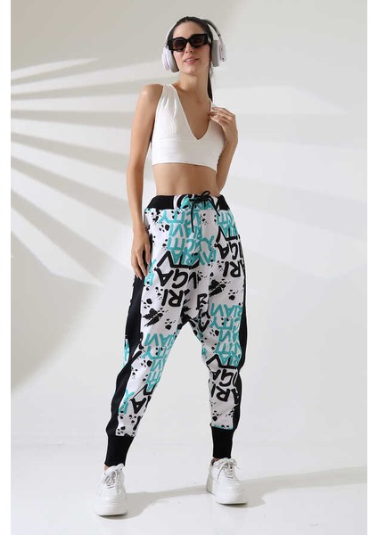 Kadın Karışık Desen Yarım Şalvar Sokak Stili Eşofman Altı Tt 803 fiyatları