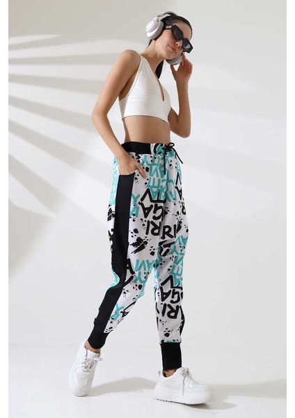 Kadın Karışık Desen Yarım Şalvar Sokak Stili Eşofman Altı Tt 803 indirimleri