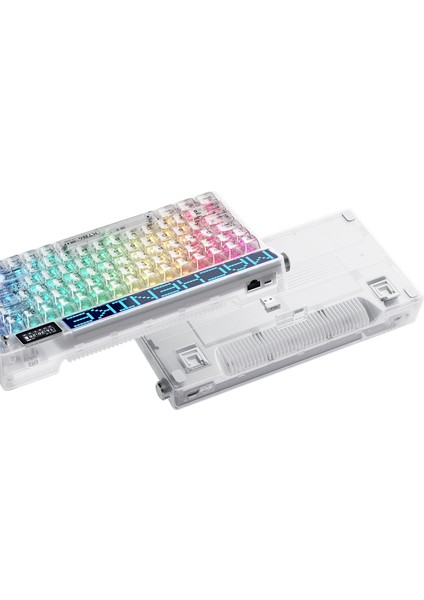 KT84-B84W Tri-Mode Gateron White Switch LCD Rgb Beyaz Ingilizce Gaming Klavye