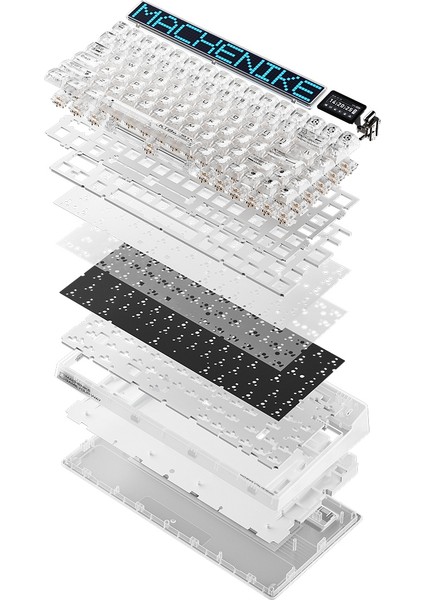 KT84-B84W Tri-Mode Gateron White Switch LCD Rgb Beyaz Ingilizce Gaming Klavye