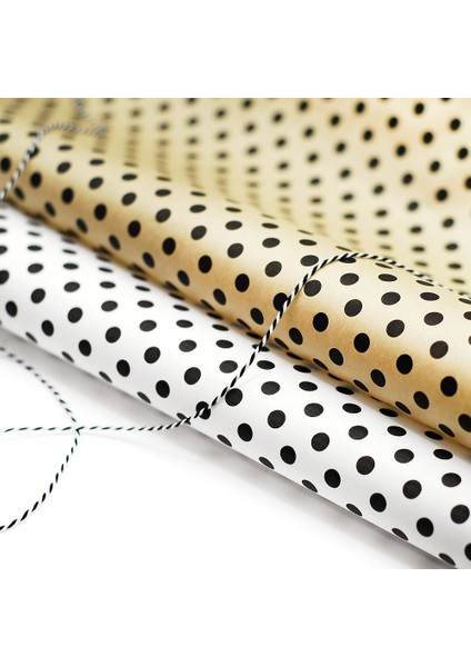 Paket Kağıdı, Puantiye Desenli, Kraft-Siyah, 70X100 cm 20 Adet modelleri