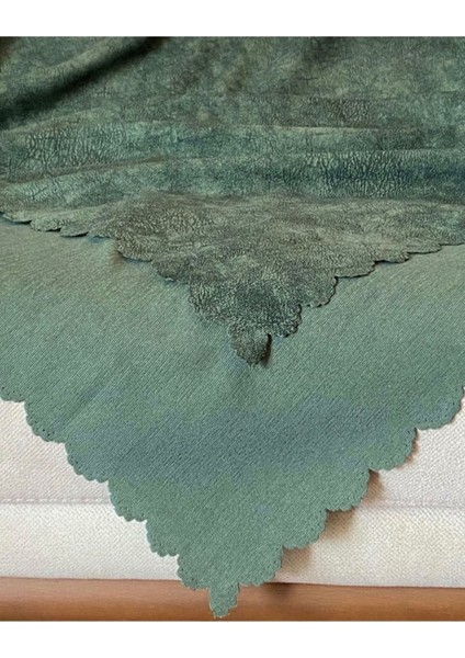 Haki Yeşil Nubuk Damarlı Çift Taraflı Şönil Çekyat Koltuk Örtüsü Şalı fiyatları