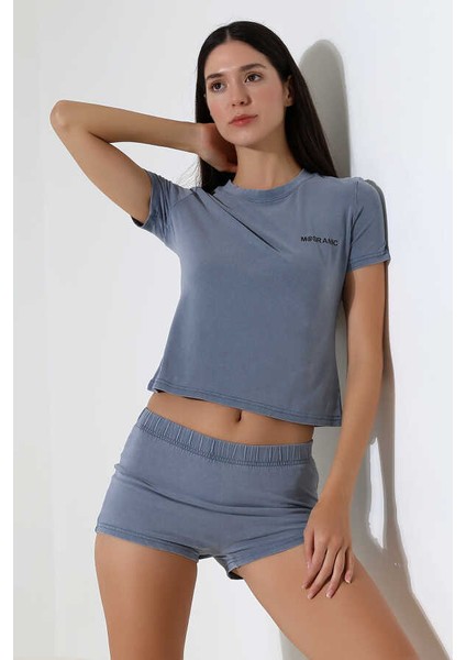 Kadın Soft Indigo Şort Takım MSC4021