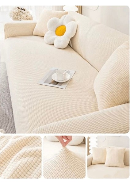 Likrali Streç Lastikli Esnek Yikanabilir Kare Desen Üç Kişilik Kotuk Örtüsü Koltuk Kılıfı Sofa Cove