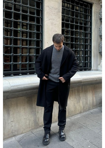 Erkek Regular Fit Düğmeli Cepli Kışlık Astarlı Klasik Uzun Kaşe Kaban fırsatları