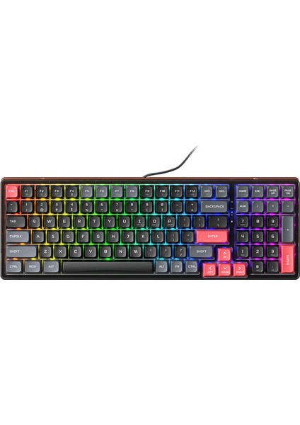 K600-B100 Lite Kablolu Brown Switch Rgb Siyah Ingilizce Gaming Klavye