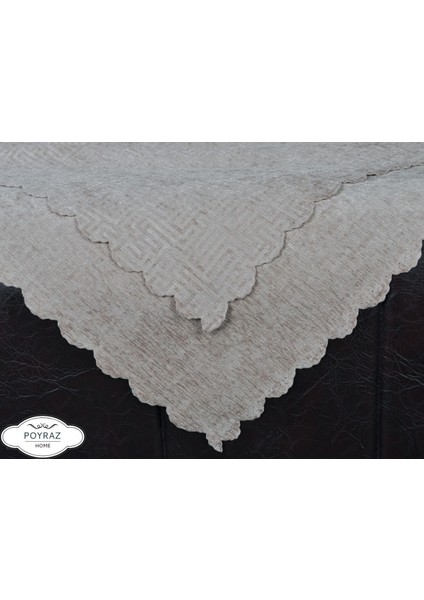 Parlak Desenli Şönil Bej Çift Taraflı Koltuk Çekyat Örtüsü Şalı fiyatları