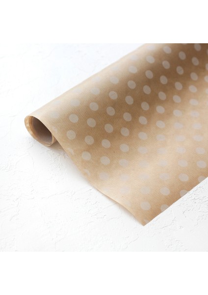 Paket Kağıdı, Puantiye Desenli, Kraft-Beyaz, 70X100 cm 20 Adet fiyatları