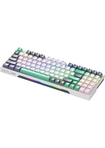 K500-B61W Tri-Mode Red Switch Rgb Beyaz Ingilizce Gaming Klavye