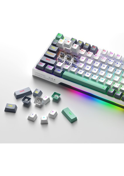K500-B61W Tri-Mode Red Switch Rgb Beyaz Ingilizce Gaming Klavye