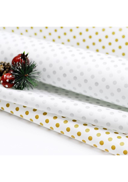 Paket Kağıdı, Metalik Puantiye Desenli, Altın-Beyaz, 70X100 cm 20 Adet fırsatları