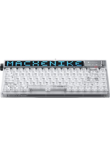 KT68 Pro Tri-Mode Brown Switch LCD Rgb Beyaz Ingilizce Gaming Klavye