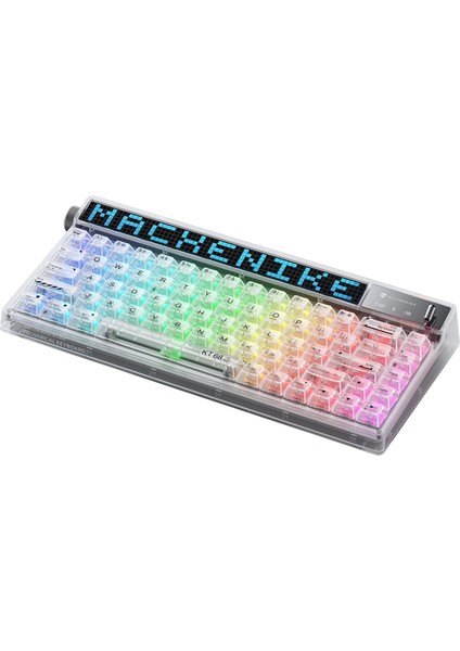 KT68 Pro Tri-Mode Brown Switch LCD Rgb Beyaz Ingilizce Gaming Klavye