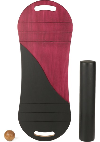 Siyah/kırmızı Denge Tahtası Balance Roller Board Çift Fonksiyonlu Sörf Eğitim Tahtası Kaykay Eğitim Tahtası