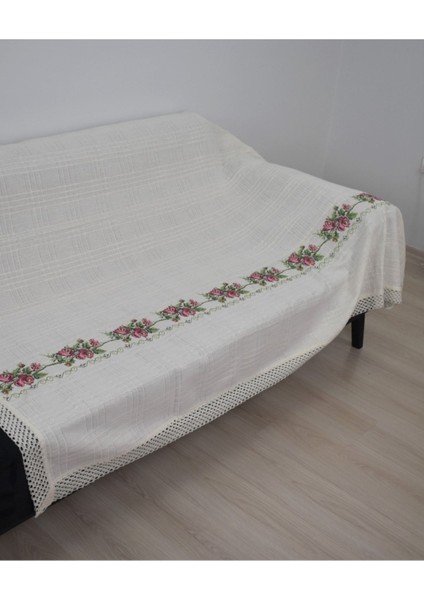 220 cm Kanaviçeli Çekyat Koltuk Örtüsü Kırmızı Kanaviçe Işlemeli Kaneviçeli Buldan Işi Kanepe Örtü. fiyatları