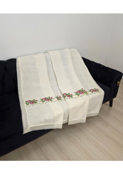 220 cm Kanaviçeli Çekyat Koltuk Örtüsü Kırmızı Kanaviçe Işlemeli Kaneviçeli Buldan Işi Kanepe Örtü. modelleri