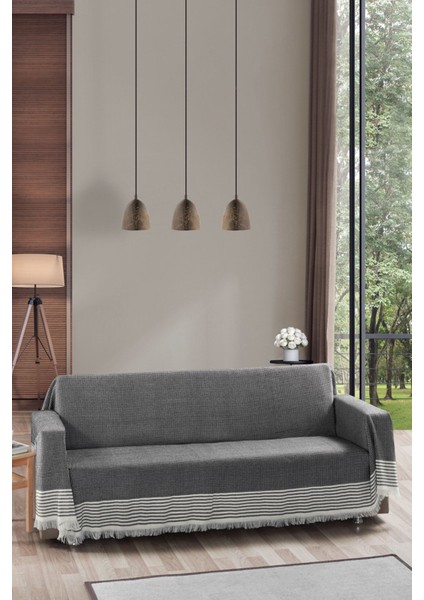 Royal Kolları Örten Battal Boy 180 x 300 Çekyat Koltuk Kanepe Örtüsü - Siyah