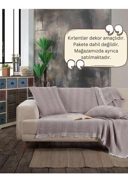 Lily Vizon Koltuk Örtüsü 150 x 200 cm Kanepe Çekyat Divan Örtüsü Şalı Pamuklu Püsküllü