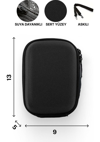 Betic Hard Disk Taşıma Çantası, 2,5", Sert Yüzey, Siyah