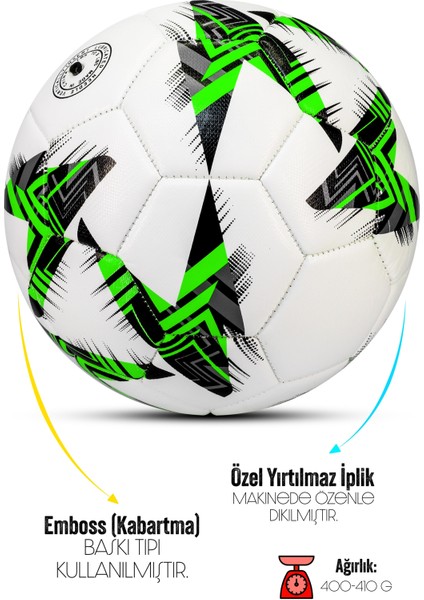 Futbol Topu Europe Ligi Pompalı Set Dayanıklı Sert Zemin Halı Saha Futbol Topu Yeşil 100