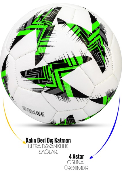 Futbol Topu Europe Ligi Pompalı Set Dayanıklı Sert Zemin Halı Saha Futbol Topu Yeşil 100