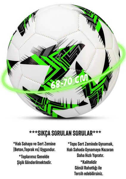 Futbol Topu Europe Ligi Pompalı Set Dayanıklı Sert Zemin Halı Saha Futbol Topu Yeşil 100