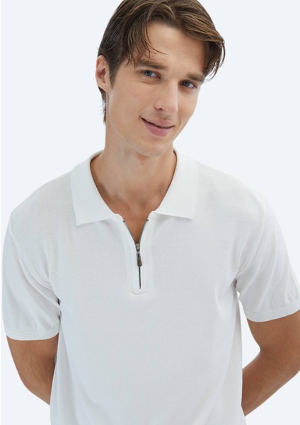 Kırık Beyaz Polo Yaka Düz Örgü Triko modelleri