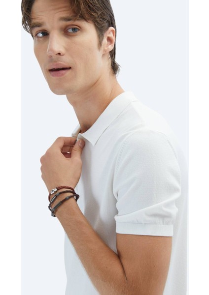 Kırık Beyaz Polo Yaka Düz Örgü Triko fırsatları