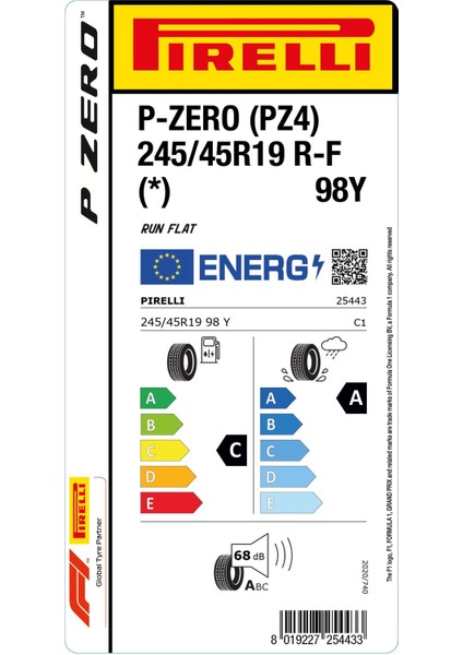 245/45R19 98Y P-Zero (Pz4) R-F (*) Oto Yaz Lastiği (Üretim: 2025)