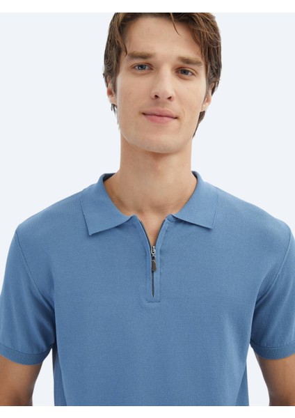 Havacı Mavi Polo Yaka Düz Örgü Triko modelleri