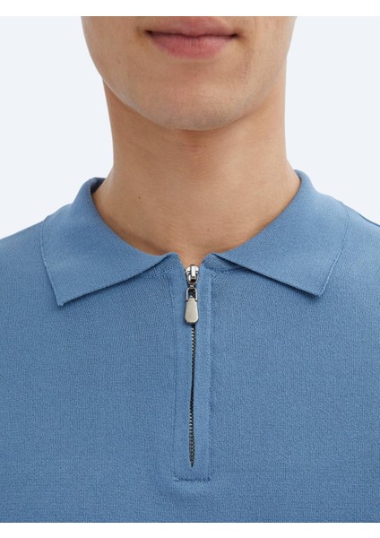Havacı Mavi Polo Yaka Düz Örgü Triko fırsatları