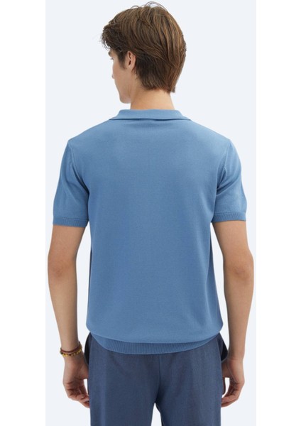 Havacı Mavi Polo Yaka Düz Örgü Triko indirimleri
