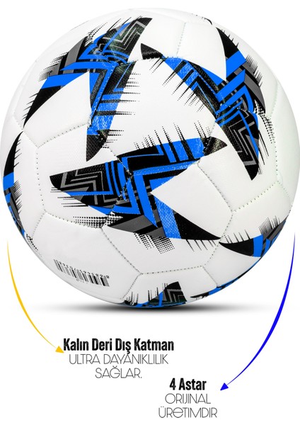 Futbol Topu Europe Ligi Pompalı Set Dayanıklı Sert Zemin Halı Saha Futbol Topu Mavi 100