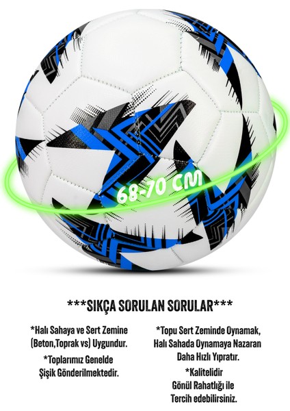 Futbol Topu Europe Ligi Pompalı Set Dayanıklı Sert Zemin Halı Saha Futbol Topu Mavi 100