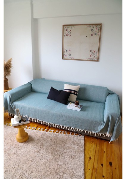 Kolları Örten Mavi Battal Boy Koltuk, Çekyat Örtüsü 180X300 cm