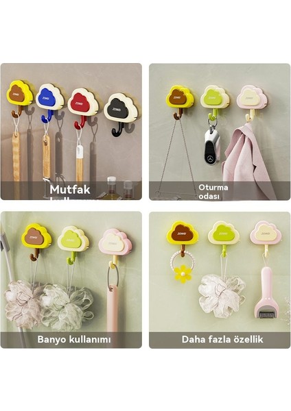 6 Adet Paketlenmiş Vantuz Tipi Presleme Bulutu Delinmiş Banyo Çok Fonksiyonlu Kanca (Yurt Dışından) fırsatları