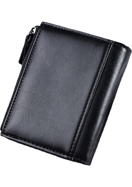 Toka Retro Erkek Cüzdanı Para Klipsi Çok Fonksiyonlu Çift Fermuarlı Bozuk Para Cüzdanı Erkek Para Klipsi (Yurt Dışından)