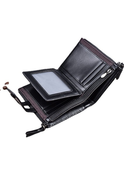Toka Retro Erkek Cüzdanı Para Klipsi Çok Fonksiyonlu Çift Fermuarlı Bozuk Para Cüzdanı Erkek Para Klipsi (Yurt Dışından)